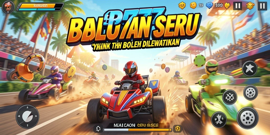 Tampilan gameplay BPO777 menampilkan aksi balapan yang mendebarkan.