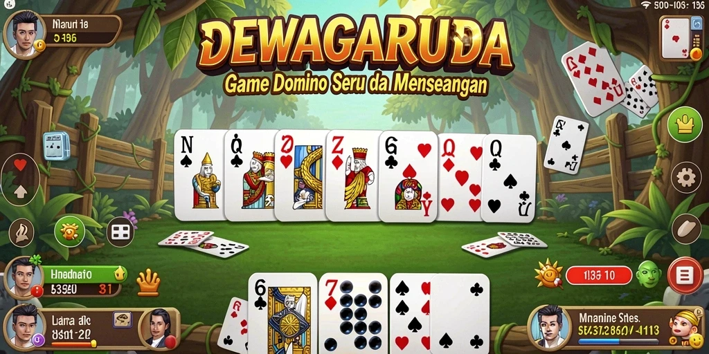 Tampilan menarik dari gameplay DEWAGARUDA saat bermain domino.