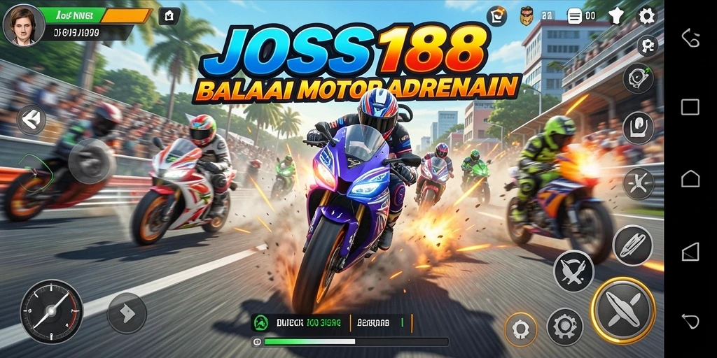 Tangkapan layar menunjukkan aksi balap yang mendebarkan di JOSS188.