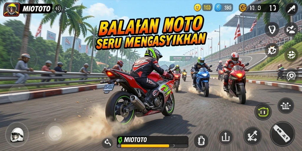 Gameplay seru balapan motor di MIOTOTO.