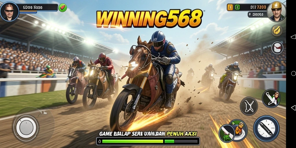 Tampilan gameplay balap mendebarkan di WINNING568.